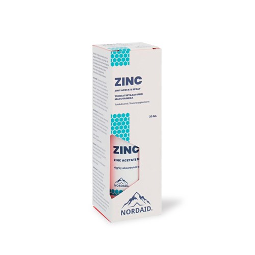 CINK ACETAT
oralni sprej, dodatak prehrani
doprinosi zaštiti stanica od oksidativnog stresa
doprinosi normalnoj kognitivnoj funkciji
doprinosi normalnoj plodnosti i reprodukciji
doprinosi održavanju normalnih kostiju
doprinosi održavanju normalnog vida

OPIS
Cink je mineral (esencijalni elemenat u tragovima) koji se u organizmu nalazi u vrlo malim količinama, a ljudsko tijelo ga ne proizvodi već ga moramo unositi prehranom i suplementom.
Te male količine neophodne su za normalno funkcioniranje organizma, a već umjereni nedostatak može izazvati brojne zdravstvene tegobe .
Kako naše tijelo nema mogućnost skladištenja viška cinka, potrebno ga je redovito unositi.
Nordaid Cink oralni sprej je posebno dizajniran za suplementiranje od novorođenčadi pa do  starije dobi .
Odobrene zdravstvene tvrdnje Europske agencije za sigurnost hrane:
doprinosi normalnoj funkciji imunološkog sustava
doprinosi zaštiti stanica od oksidativnog stresa
cink ima ulogu u procesu dijeljenja stanica
doprinosi održavanju normalne razine testosterona u krvi
doprinosi normalnoj plodnosti i reprodukciji
doprinosi normalnoj kognitivnoj funkciji
doprinosi održavanju normalnog vida
doprinosi održavanju normalne kose, kože i noktiju
doprinosi normalnom metabolizmu makronutrijenata
doprinosi održavanju normalnih kostiju
 
DJELOVANJE
Cink je bitan za mnogo procesa u organizmu, kao kofaktor za mnoge enzime, procese rasta i razvoja, neurološku funkciju, reprodukciju, rasta stanica i spolnog sazrijevanja, adekvatnu funkciju imunološkog sustava pa čak i za osjete njuha i okusa.
 
jača imunološki sustav
sudjeluje u procesu sinteze proteina i DNK, te kolagena
potreban je za rast i razvoj novih stanica organizma
utječe na rast i razvoj reproduktivnih organa
kofaktor enzimskih sustava
skraćuje vrijeme trajanja virusnih infekcija
potiče na proizvodnju i izlučivanje inzulina u gušterači
poboljšava funkcije mozga
ubrzava zacjeljivanje rana
pomaže smanjenju kolesterola
smanjuje apsorpciju i taloženje teških metala u tijelu
povoljno djelovanje na proizvodnju mnogih hormona
 
O svim koristima i prednostima Cinka možete pročitati u stručnoj literaturi, na provjerenim internetskim stranicama ili se informirajte kod svojeg liječnika.

NAMJENA
Mnogobrojne studije često pokazuju nedostatak cinka u organizmu, o kojem bi svi trebali voditi računa.  Navodimo primjere koji spadaju u rizičnu skupinu s naročito izraženim nedostatkom cinka:
 
prerano rođena i novorođenčad ispodprosječne težine
starija dojenčad i mala djeca s neadekvatnim unosom hrane bogate cinkom
djeca i adolescenti
trudnice i dojilje, naročito ako su adolescenti
bolesnici koji su na intravenoznoj hrani
osobe s dugotrajnim proljevom
osobe s anemijom
pothranjene i anoreksične osobe koje ne uzimaju dovoljno hrane bogate proteinima
osobe s malapsorpcijskim poremećajima, uključujući celijakiju i sindrom kratkog crijeva s upalnim bolestima crijeva, Chronovom bolesti i ulceroznim kolitisom
osobe s bolesti jetre i alkoholičari
osobe s kroničnom bolesti bubrega
osobe koje uzimaju lijekove (određeni antibiotici i lijekovi protiv tuberkuloze) koji potiču izlučivanje ili smanjuju apsorpciju cinka
osobe starije od 65 godina
vegetarijanci
 
Preporučene dnevne doze:
0 – 3 godine: 3 mg
4 – 8 godina: 5 mg
9 – 13 godina: 8 mg
14 – 18 godina (dječaci): 11 mg
14 – 18 godina (djevojke): 9 mg
trudnice: 11 mg
dojilje: 12 mg
odrasli muškarci: 11 mg
odrasle žene: 8 mg
 
NAČIN PRIMJENE
Odrasli: 1-10 potisaka dnevno
Preporučena dnevna doza od 10 potisaka sadrži 25 mg cinka (250% PU) *, 10 mg vitamin B5(167% PU)*
Kada prvi put koristite, pumpu napunite pritiskom 3-4 puta. Nije potrebno protresti bočicu prije upotrebe i nakon uporabe ponovno dobro zatvoriti. Nakon otvaranja upotrijebiti unutar šest mjeseci. Ako se proizvod nije koristio dulje vrijeme, mlaznica se može začepiti. Ako je to slučaj, isperite je toplom vodom kako biste uklonili začepljenje. Čuvati na sobnoj temperaturi i ne izlagati suncu.
Preporučene dnevne doze ne smiju se prekoračiti.
Dodatak prehrani nije nadomjestak ili zamjena uravnoteženoj prehrani.
Upozorenje: Osobe koje uzimaju lijekove trebaju se prije uzimanja ovog proizvoda savjetovati s liječnikom.
Napomene: Čuvati od dohvata male djece.
Preporučene dnevne doze ne smiju se prekoračiti.
Dodatak prehrani nije nadomjestak ili zamjena uravnoteženoj prehrani.
 
SASTAV
Sastojci: Pročišćena voda, sladilo: steviol glukozidi; cinkov acetat, vitamin B5 (kalcijev pantotenat), prirodne arome (mentol i metvica - Mentha spicata), regulator kiselosti: limunska kiselina; konzervans: kalijev sorbat.
Neto količina: 30 ml (dovoljno za 200 potisaka)
Najbolje upotrijebiti do kraja/Lot: otisnuto na dnu pakiranja
Proizvođač: Nordaid Ltd., Estonija.